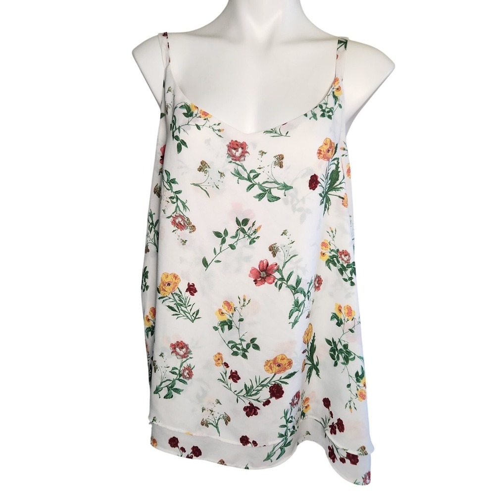 Flowy Floral Chiffon Camisole Top Scoop Neck Sleeveless 1X‎